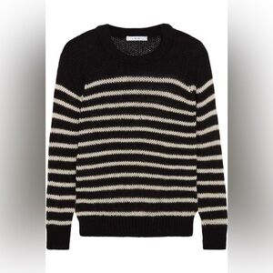 IRO Paris Somk Striped Alpaca‎ Merino Wool Blend Knit Sweater Black White -Small